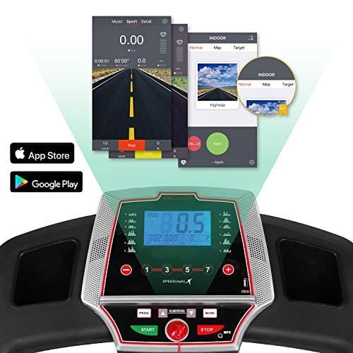 Miageek Fitness Folding Electric Jogging Treadmills with Smartphone APP Control, Walking Running Exercise Machine Incline Trainer Equipment Easy Assembly