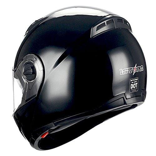 1Storm Commander Motorcycle Modular Full Face Helmet Flip up Dual Visor/Sun Shield; Glossy Black