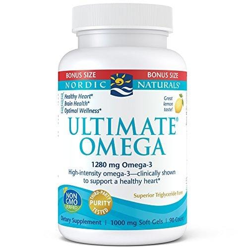 Nordic Naturals Ultimate Omega SoftGels - Concentrated Omega-3 Burpless Fish Oil Supplement with More DHA & EPA, Supports Heart Health, Brain Development and Overall Wellness, Lemon Flavor, 90 Count