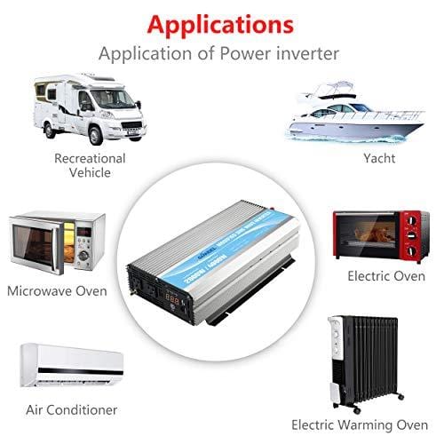 GIANDEL 2000W Power Inverter 12V DC to 110V 120V AC with Remote Control and LED Display Dual AC Outlets & USB Port for RV Truck Boat