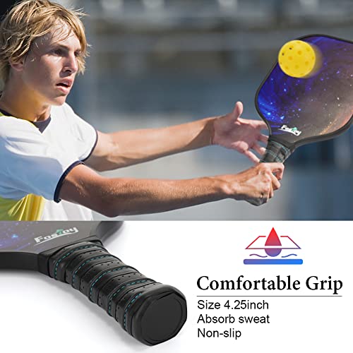 Pickleball Rackets Paddles, Fiberglass Surface Pickle Ball Rackets Set of 2, USAPA Approved, with 4 Balls,1 Pickleball Bag Racquet for Men and Women