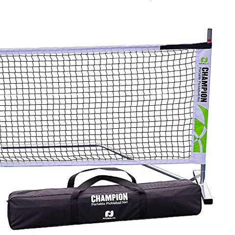 Champion Portable Pickleball Net System | Regulation Size 22 Foot Length | Snap Together Steel Frame with Net and Carry Bag | Easy Assembly
