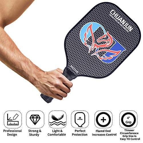 Chuanjun Pickleball Paddle Set - 2 Premium Graphite Rackets Honeycomb Composite Core Balls, Ultra Cushion Grip, Lightweight with Cover, Pickleball Racquet for Men Women Kids Indoor Outdoor