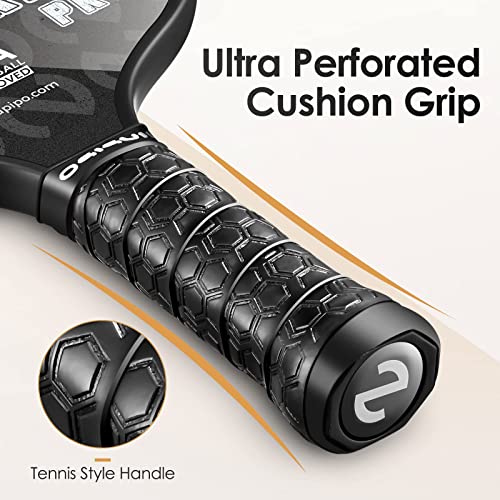 Pickleball Paddle, USA Approved Pro Pickleball Paddle with Graphite Carbon Fiber Face, Polypropylene Honeycomb Core, Cushion Comfort Grip, Mid-weight Pickleball Paddle for Outdoor and Indoor Play