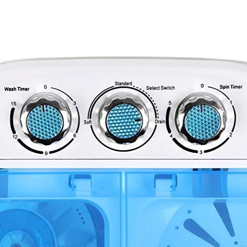 SUPER DEAL Portable Compact Washing Machine, Mini Twin Tub Washing Machine w/Washer&Spinner, Gravity Drain Pump and Drain Hose