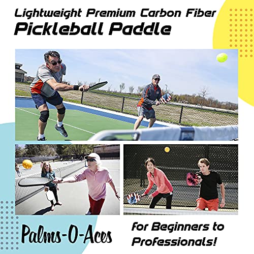 Graphite Pickleball Paddle with Cover - Lightweight Pickleball Racket for Beginners to Professionals - Toray T700 Carbon Fiber Face - Quiet Pickle Ball Paddle with Fun UV Printed Graphics