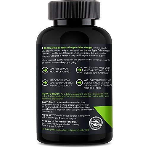 NOW KETO® Apple Cider Vinegar Capsules | Natural Appetite Suppressant | Promotes Digestive Health | Supports Healthy Weight Loss | Helps Blood Sugar | Maintains Low Blood Pressure