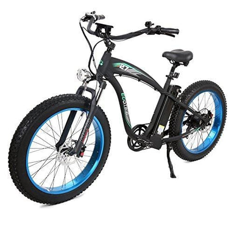 ECOTRIC Fat Tire Electric Bike Beach Snow Bicycle 4.0 inch Fat Tire 26" 1000W 48V 13Ah ebike Electric Mountain Bicycle with Shimano 7 Speeds(Blue)
