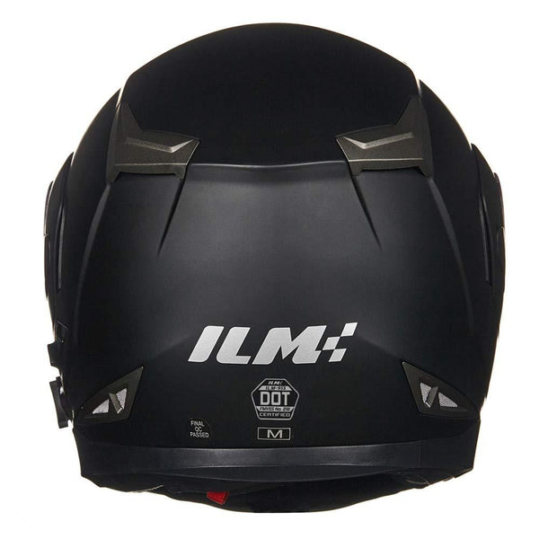 ILM Bluetooth Integrated Modular Flip up Full Face Motorcycle Helmet Sun Shield Mp3 Intercom (XL, MATTE BLACK)