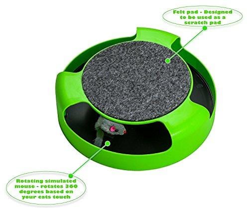 AroPaw Cat Toys Interactive - Cat Toy with Rotating Running Mouse and A Two in One Scratching Pad - Catch The Mouse - Catnip Toy Mouse (Catnip Not Included) - Quality Kitten Toys