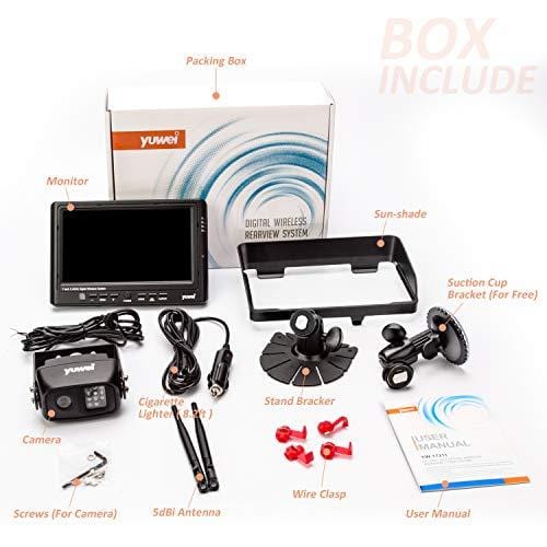 Digital Wireless Backup Camera System Kit, IP69K Waterproof Wireless Rear View Camera + 7'' LCD Wireless Reversing Monitor for Trailer, RV, Bus, Trucks, Horse-trailer, School Bus, Farm Machine,etc