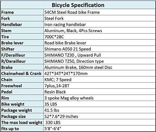Eurobike Road Bike 700C Wheels 21 Speed Disc Brake Bicycle 54cm/Medium Frame Size (3 Spoke mag Wheel)