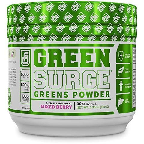 GREEN SURGE Green Superfood Powder Supplement - Greens Drink w/ Spirulina, Wheat & Barley Grass, & Organic Greens - Probiotics & Digestive Enzymes -30sv Keto Friendly