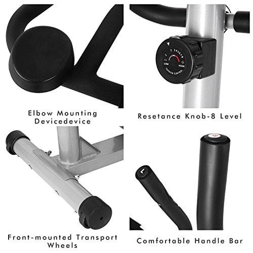 ANCHEER Elliptical Machine Trainer Magnetic Smooth Quiet Driven with LCD Monitor and Pulse Rate Grips (Black - Classic)