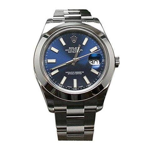 Rolex Datejust II 41 Blue Dial Index Dial Steel Mens Watch 116300