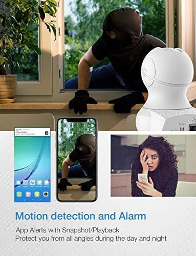 Wireless Camera, 1080P HD WiFi Pet Camera Baby Monitor, Pan/Tilt/Zoom IP Camera for Elder/Nanny Security Cam Night Vision Motion Detection 2-Way Audio Cloud Service Available Webcam White