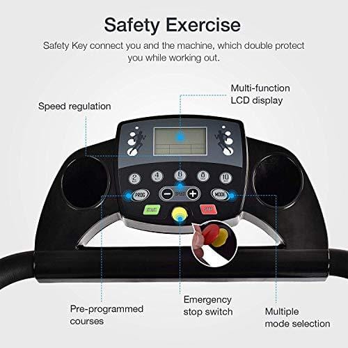 Murtisol 1100W Folding Treadmill Electric Walking Running Exercise Fitness Machine with LCD Display Easy Control Home Gym