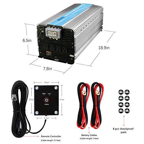 Giandel 5000W Heavy Duty Power Inverter 12V DC to 110V 120V AC with Remote Control and 4 AC Outlets & USB Port for RV Truck Boat