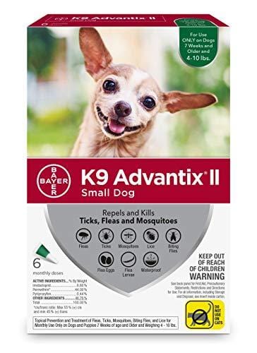 Flea and tick prevention for dogs, dog flea and tick treatment, 6 doses for dogs 4-10 lbs, K9 Advantix II