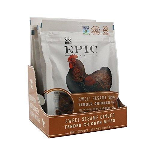 Epic Jerky Bites, 100% Natural, Sweet Sesame Ginger, Chicken, 2.5 oz. (8 Count)