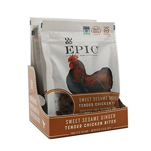 Epic Jerky Bites, 100% Natural, Sweet Sesame Ginger, Chicken, 2.5 oz. (8 Count)