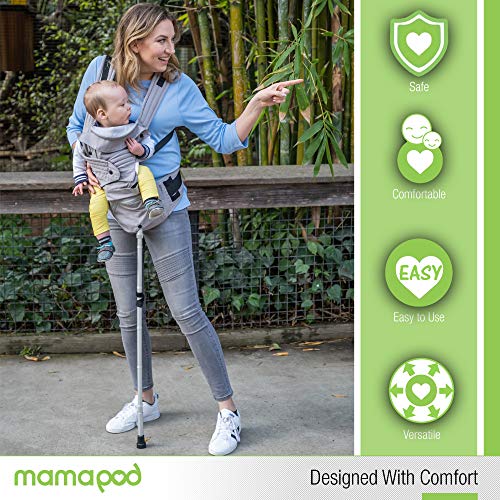 Mamapod All Position 360 Baby Carrier with Support Pole, Adjustable Newborn to Toddler Carrier, Toddler to Infant Baby Carrier with Hip Seat, Comfortable Baby Carrier Backpack