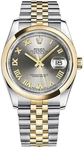 Rolex Datejust 36 Solid 18k Yellow Gold and Steel Roman Numeral Dial Watch Ref. 116203