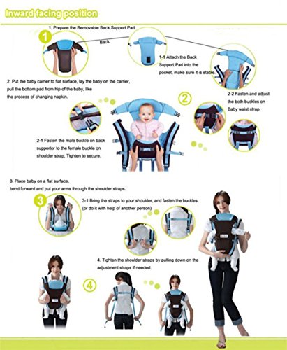 CdyBox Adjustable 4 Positions Carrier 3D Backpack Pouch Bag Wrap Soft Structured Ergonomic Sling Front Back Newborn Baby Infant (Pink)