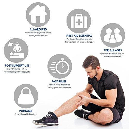 Knee Support Brace Wrap with Ice Gel Pack for Hot and Cold Therapy: for ACL, Meniscus Tear, Golf/Tennis Elbow, Sports, Knee Pain, Tendonitis, Pain Relief, etc. (Flexible, Reusable and Multi-Purpose)