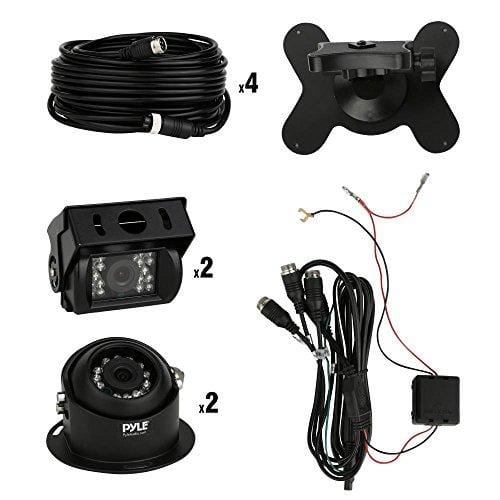 Pyle Car Rear View Camera and Video Monitor, IP68 Waterproof, Commerical Grade, 4 Cameras, Night Vision, 7-Inch LCD Display for Trailer, RV, Trucks, Pickup Trucks, Cargo Vans, etc. (PLCMTRS77)