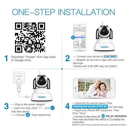 TAOCOCO Dog Pet Camera, Cat WiFi IP Camera, Wireless Surveillance Security Camera, Home Baby Monitor Nanny Cam with Smart Pan/Tilt/Zoom, Motion Detection, Two Way Talking, Infrared Night Vision