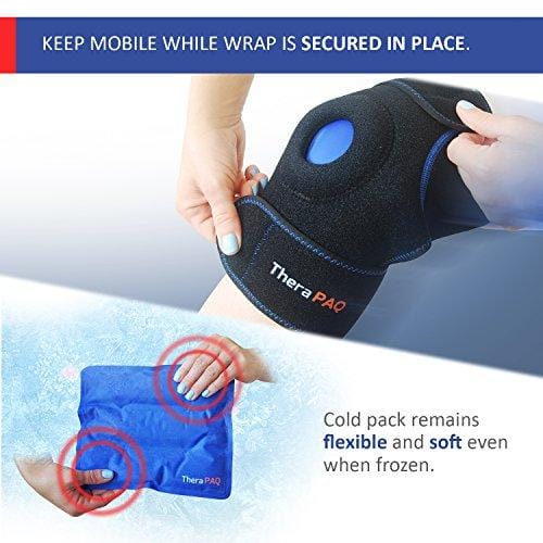 Knee Ice Pack Wrap by TheraPAQ: Hot & Cold Therapy Knee Support Brace - Reusable Compression Sleeve for Bursitis Pain Relief, Meniscus Tear, Rheumatoid Arthritis, Injury Recovery, Sprains & Swelling
