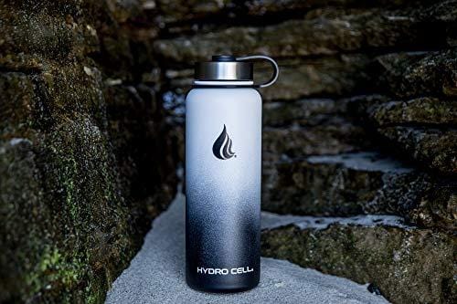 HYDRO CELL Stainless Steel Water Bottle with Straw & Wide Mouth Lids (40oz) - Keeps Liquids Perfectly Hot or Cold with Double Wall Vacuum Insulated Sweat Proof Sport Design (Black/White 40oz) [product _type] HYDRO CELL - Ultra Pickleball - The Pickleball Paddle MegaStore
