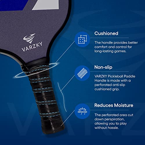 VARZKY Pickleball Paddles Set of 2 - USAPA Carbon Fiber Paddles with Advanced Polymer Honeycomb Core Technology - Lightweight Paddles with Anti-Slip Cushioned Grip - Beginners and Professional