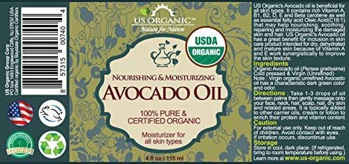 US Organic Avocado Oil Unrefined Virgin, USDA Certified Organic, 100% Pure & Natural, Cold Pressed, in Amber Glass Bottle w/Glass Eye dropper for Easy Application (4 oz (Large)) - Ultra Pickleball