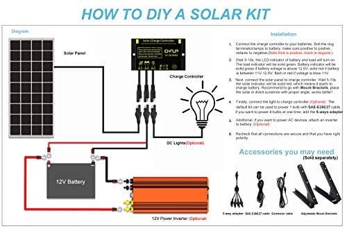 SUNER POWER 30 Watts 12V Off Grid Solar Panel Kit - Waterproof 30W Solar Panel + Photocell 10A Solar Charge Controller with Work Time Setting + SAE Connection Cable Kits