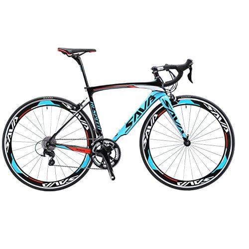SAVADECK T700 Carbon Fiber 700C Road Bike with Shimano 3000 18 Speed Derailleur System and Double V Brake (Blue,52cm)