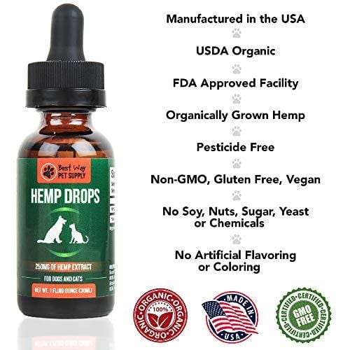Best Way Pet Supply Hemp Oil  Anxiety Relief for Dogs and Cats Organic Pet Hemp Oil Supports Hip and Joint Health Grown and Made in USA Natural Relief for Pain