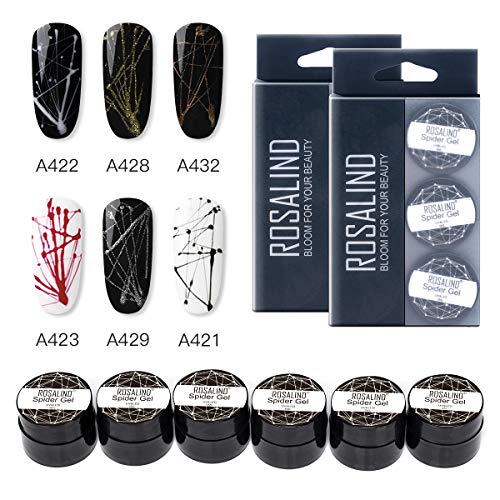 ROSALIND Spider Gel Creative Wire Drawing Nail Gel Point Line Web Painting Polish 5ml 6pcs/Set (Spider Gel)
