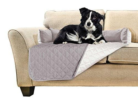 FurHaven Pet Furniture Cover | Sofa Buddy Reversible Furniture Cover Protector Pet Bed for Dogs & Cats, Gray/Mist, Medium