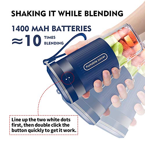 Portable Blender,AUZKIN Cordless Mini Personal Blender Small Smoothie Blender USB Fruit Juicer Mixer - Home Outdoor Travel Office - USB Rechargeable,IP68 Waterproof, BPA Free