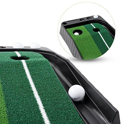Indoor Golf Putting Green – Portable Mat with Auto Ball Return Function – Mini Golf Practice Training Aid, Game and Gift for Home, Office, Outdoor Use – 3 Bonus Balls [product _type] Abco Tech - Ultra Pickleball - The Pickleball Paddle MegaStore