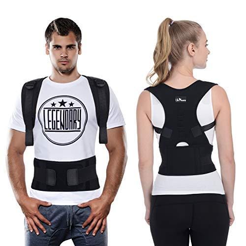 Back Brace Posture Corrector XL for Women Men with Magnetic Stone Adjustable Neoprene Straps Improves Posture and Provides Lumbar Support for Lower and Upper Back Pain