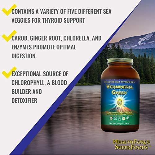 HealthForce SuperFoods Vitamineral Green Powder - 500 Grams - All Natural Green Superfood Complex with Vitamins, Minerals, Amino Acids & Protein - Vegan, Gluten Free - 50 Servings