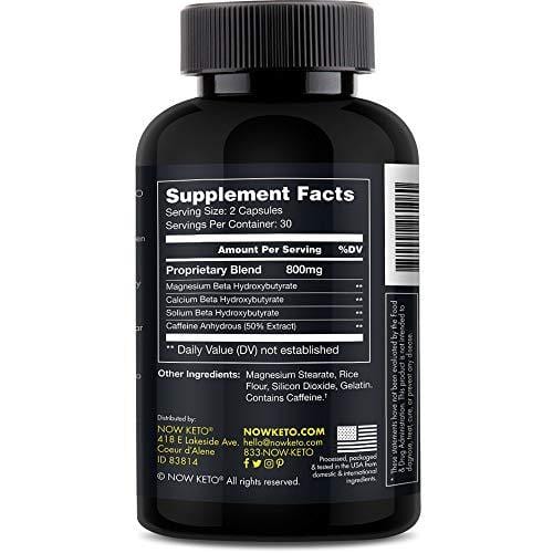 NOW KETO Keto + Burn Exogenous BHB Ketone Supplement Capsules | Best Keto Diet | Ketosis Supplement to Support Fat Burn, Boosts Energy with Beta Hydroxybutrate Salts for Weight Loss 60 Capsules