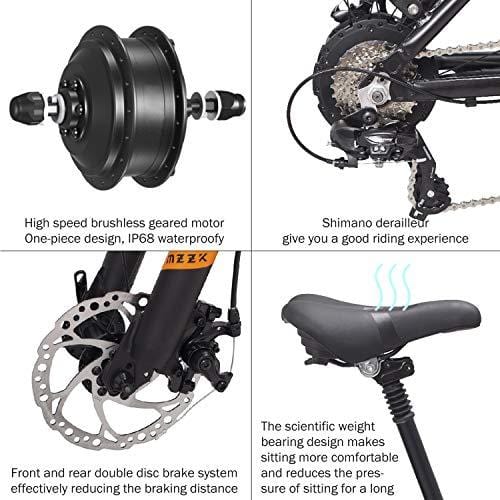 MZZK 20" Wide Fat Tire Electric Moped Electric Mountain Bicycles with Lithium Battery (48V 624W) Folding Electric Bike
