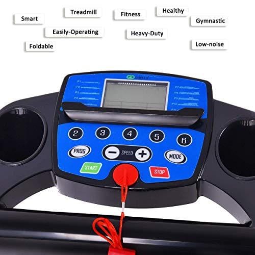 Goplus Folding Treadmill 1100W Running Jogging Machine for Home with LCD Display and Pad Holder