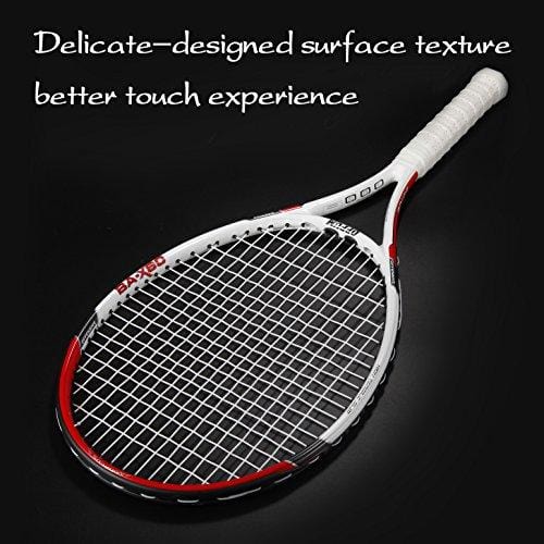 oppum Adult Carbon Fiber Tennis Racket, Super Light Weight Tennis Racquets Shock-Proof and Throw-Proof,Include Tennis Bag Tennis Overgrip (Aluminum-Carbon Racquet(Red), 4 3/8)