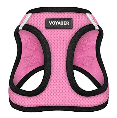 Voyager Step-In Air Dog Harness - All Weather Mesh, Step In Vest Harness for Small and Medium Dogs by Best Pet Supplies - Pink Base, Small (Chest: 14.5" - 17")
