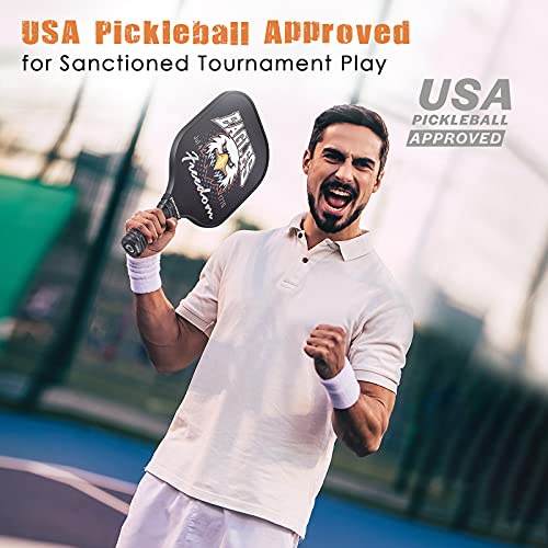 niupipo Pickleball Paddles, USA Approved Pickleball Paddles Set of 2 Pickleball Rackets 4 Pickleball Balls 1 Portable Bag, Polypropylene Honeycomb Core, Graphite Carbon Face, Cushioned 4.5In Grip